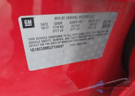 2018 Chevrolet Cruze Ls Auto z USA, uszkodzony, nr VIN 1G1BC5SM5J7134047